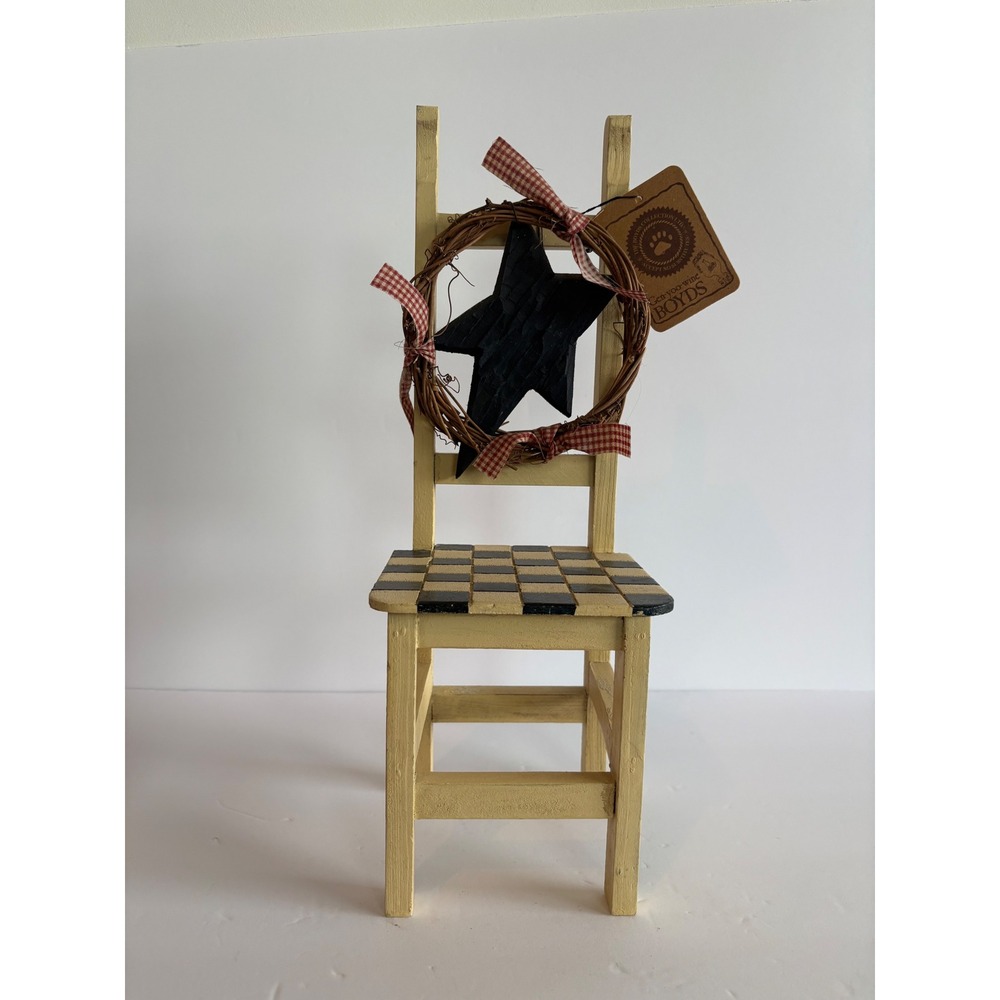 Boyds Collection Starrs Ladder Back Chair Miniature Wood Wreath Star Cottage NWT